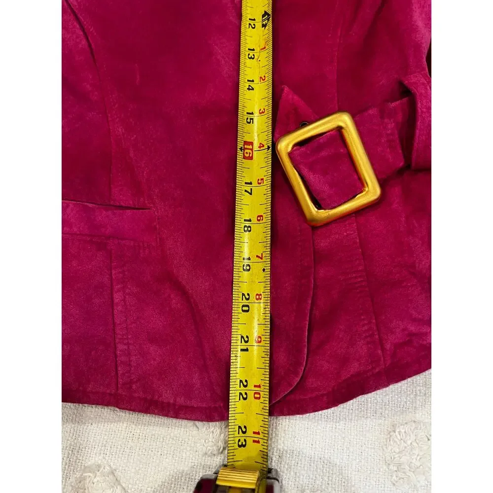 Vintage 90’s Danier Pink Suede Leather Lined Skirt Blazer Set Cowgirl Size 8